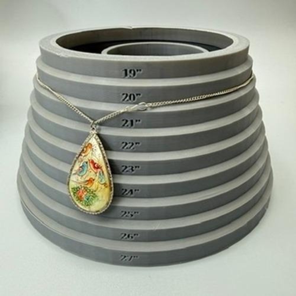 Vintage Persian Mother of Pearl Pendant Necklace Hand Painted Reversible 20" - Picture 11 of 13
